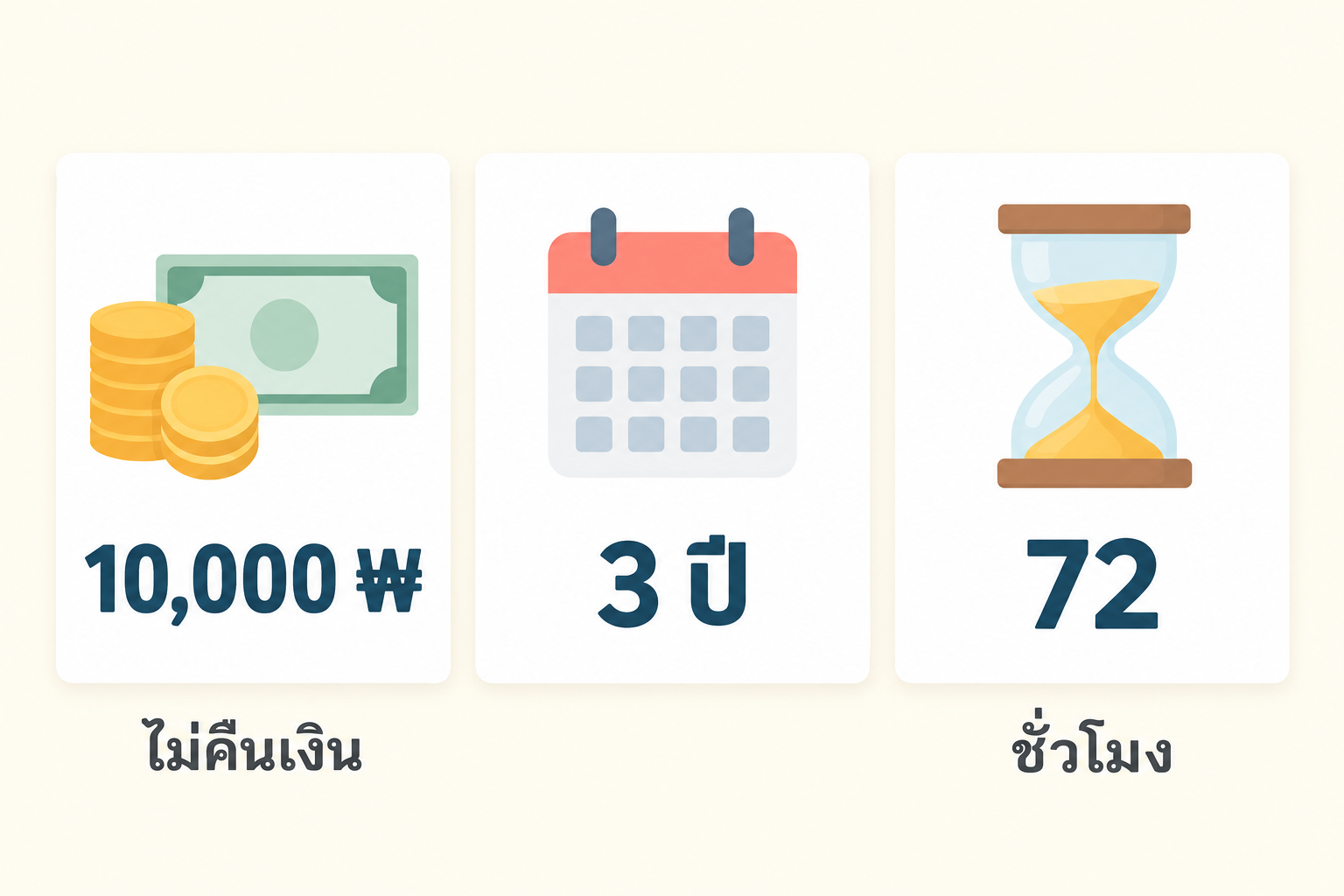 ภาพแสดงค่าธรรมเนียม อายุการใช้งาน และเวลาพิจารณาของ K-ETA